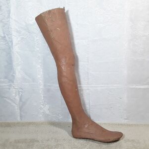 Vintage PETITE PLASTER LEG, Mannequin, Shoe/boot/sock Model Photo Prop Halloween